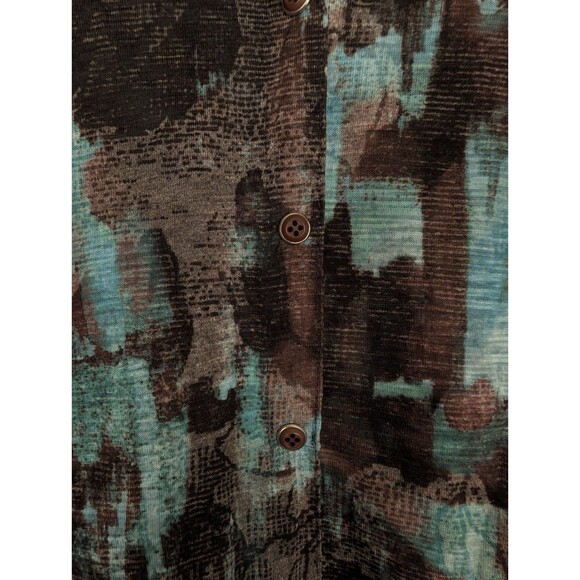 David Cline Blue Brown Abstract Roll Tab Snap Front Top Shirt Size Medium - Picture 6 of 10